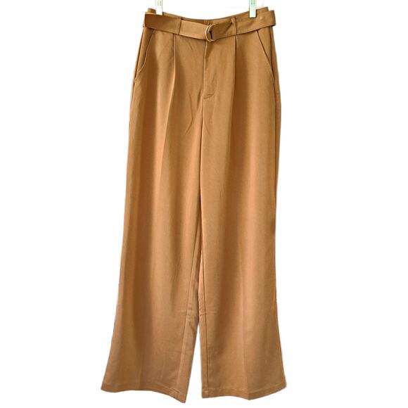 7 For All Mankind Cognac High Waist Wide Leg Pant Small Belted Fall Camel Brown - Picture 5 of 8